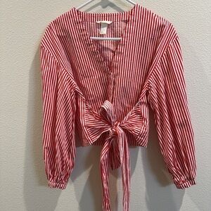 H&M Red and White Striped Blouse